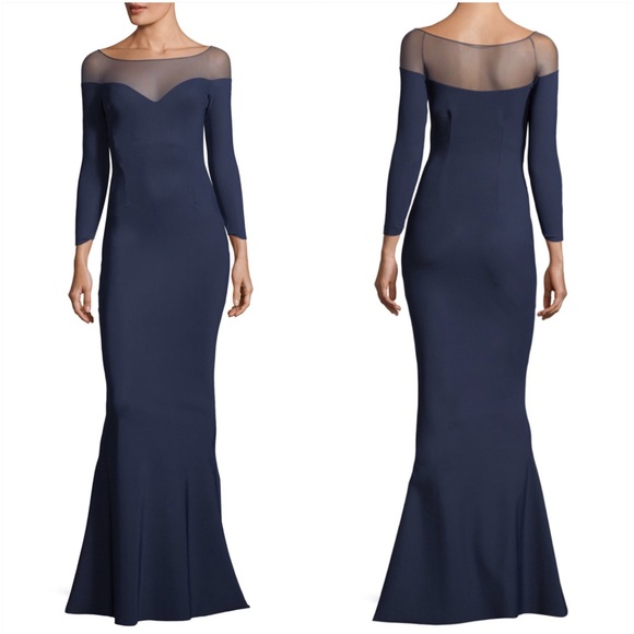 Chiara Boni Dresses & Skirts - Chiara Boni Zefira Long-Sleeve Illusion Gown
